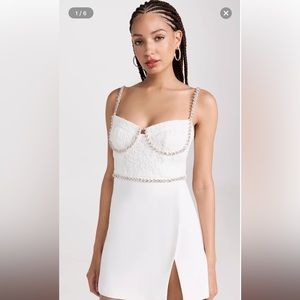Self Portrait White Lace Bodice Mini Dress